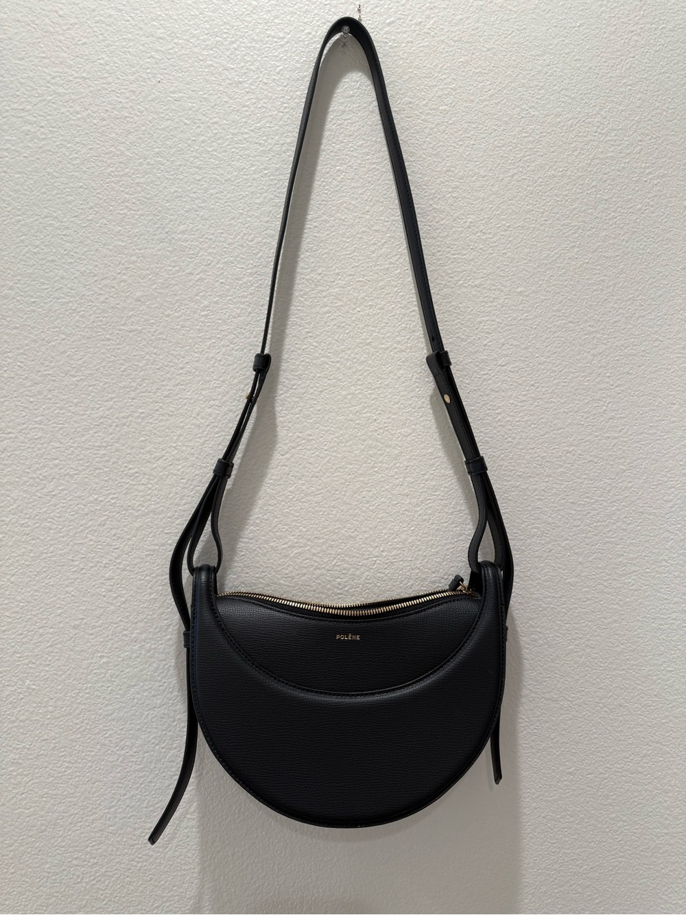 Polène Black Crescent Leather Shoulder Bag - Picture 8 of 11